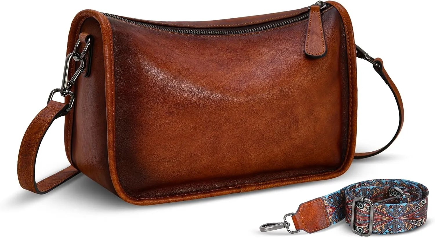 HESHE Crossbody Bag for Women Leather Hobo Purse Trendy Lightweight Boho Shoulder Bag with Two Straps Designer Cross Body Bag