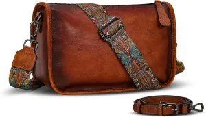 HESHE Crossbody Bag for Women Leather Hobo Purse Trendy Lightweight Boho Shoulder Bag with Two Straps Designer Cross Body Bag