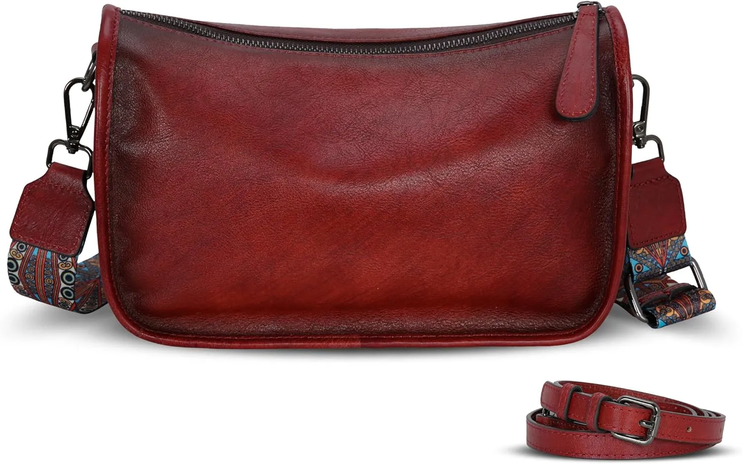 HESHE Crossbody Bag for Women Leather Hobo Purse Trendy Lightweight Boho Shoulder Bag with Two Straps Designer Cross Body Bag