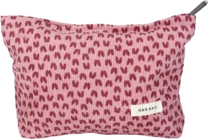 HEY M&Q Corduroy Pink Heart Make up Bag for Women Small Makeup Pouch Travel Toiletry Bag Portable Cosmetic Bag Versatile Zipper Pouch
