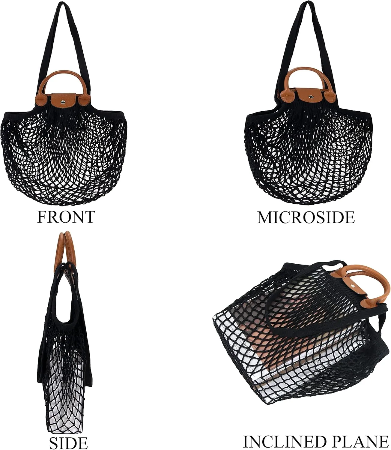 Hibala Woven Bag for Women, Fishing net bag,Straw Mesh Tote Bag, Beach,Hobo Bag, Foldable Large Capacity