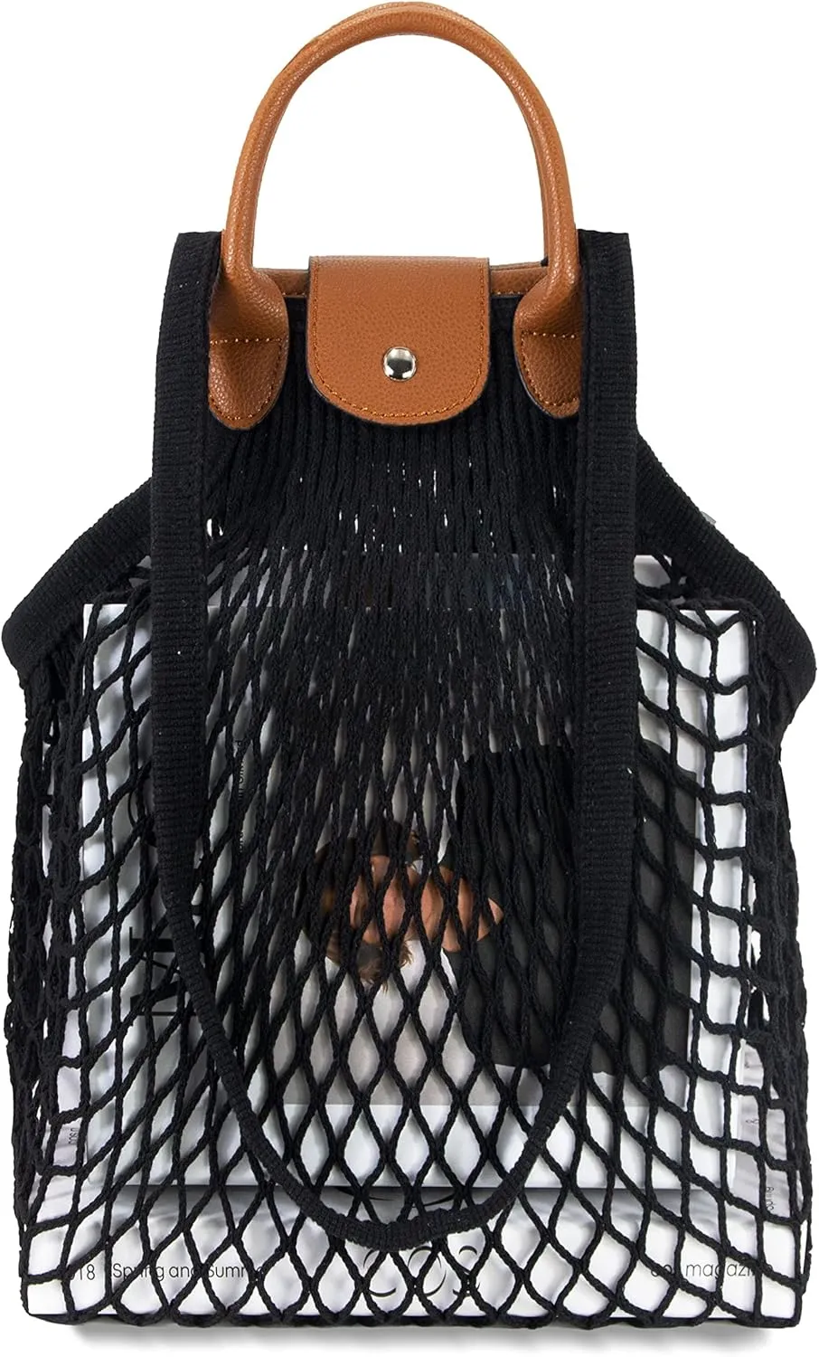 Hibala Woven Bag for Women, Fishing net bag,Straw Mesh Tote Bag, Beach,Hobo Bag, Foldable Large Capacity