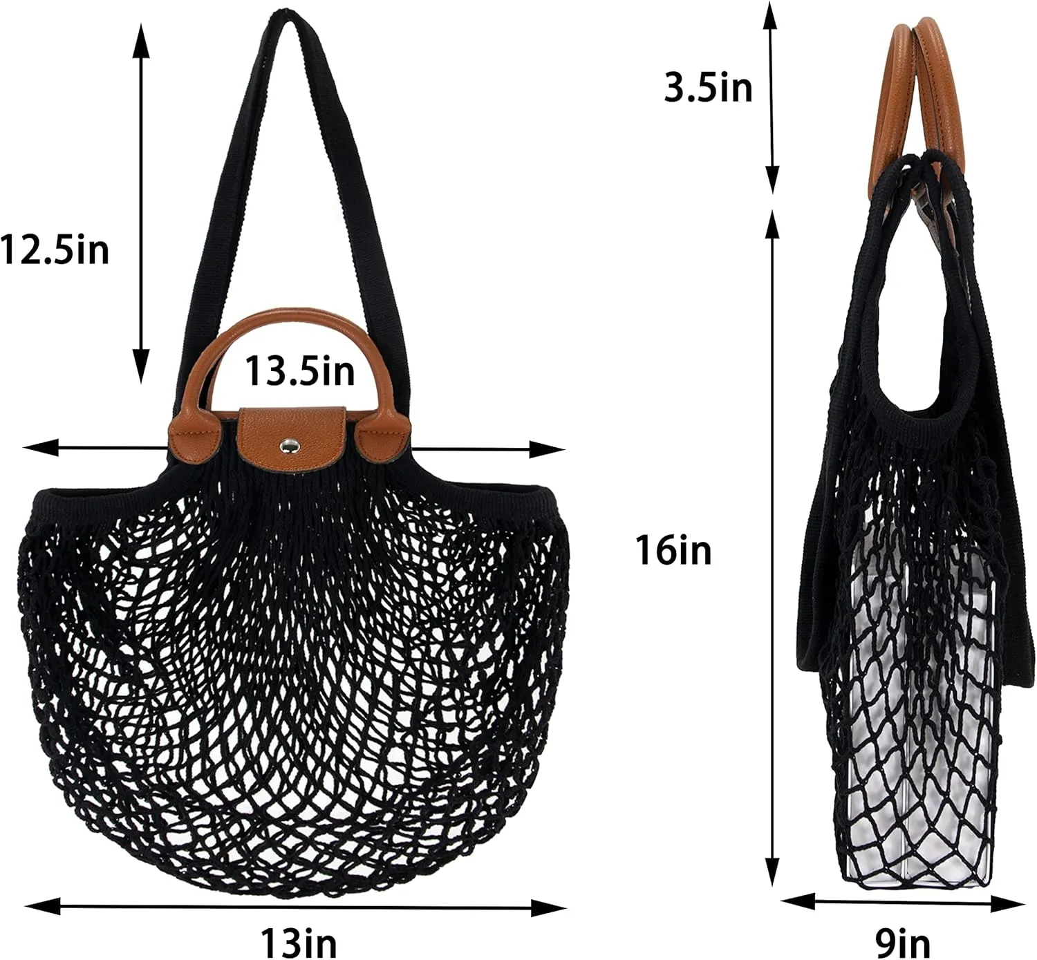 Hibala Woven Bag for Women, Fishing net bag,Straw Mesh Tote Bag, Beach,Hobo Bag, Foldable Large Capacity