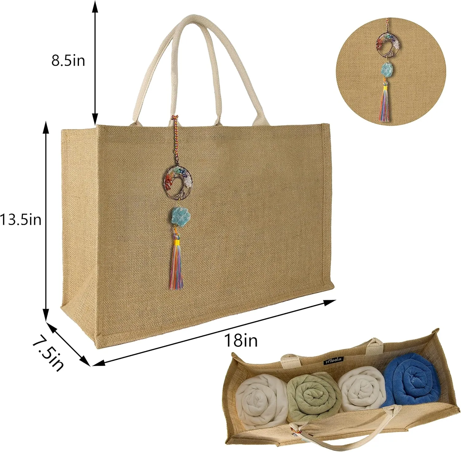 Hibala Woven Large Beach Bag Straw Bag Beach Tote Handmade Weaving Shoulder Bag Tassel Bag Handbag