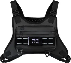 Hidden Pocket Festival Chest Bag - Secret Patch Pocket - Water Resistant Lightweight Chest Pack, Phone Holder - EDC Rave Chest Bag for Men, Women