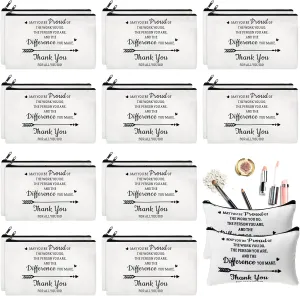 Hillban 20 Pieces Thank You Gift for Women, May You Be Proud of the Work You Do Makeup Bags Appreciation Gift for Coworker Employee Teacher Nurse Volunteer, Inspirational Cosmetic Bag with Zipper