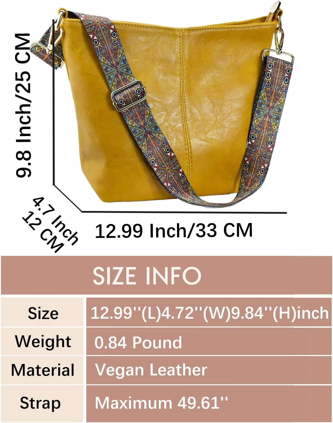 Hobo Bags Vegan Leather Crossbody Bag Guitar Strap Shoulder Purses with Zipper Handbags for Women