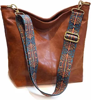 Hobo Bags Vegan Leather Crossbody Bag Guitar Strap Shoulder Purses with Zipper Handbags for Women