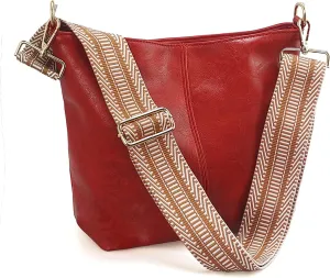 Hobo Bags Vegan Leather Crossbody Bag Guitar Strap Shoulder Purses with Zipper Handbags for Women