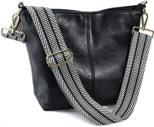 Hobo Bags Vegan Leather Crossbody Bag Guitar Strap Shoulder Purses with Zipper Handbags for Women