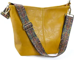Hobo Bags Vegan Leather Crossbody Bag Guitar Strap Shoulder Purses with Zipper Handbags for Women