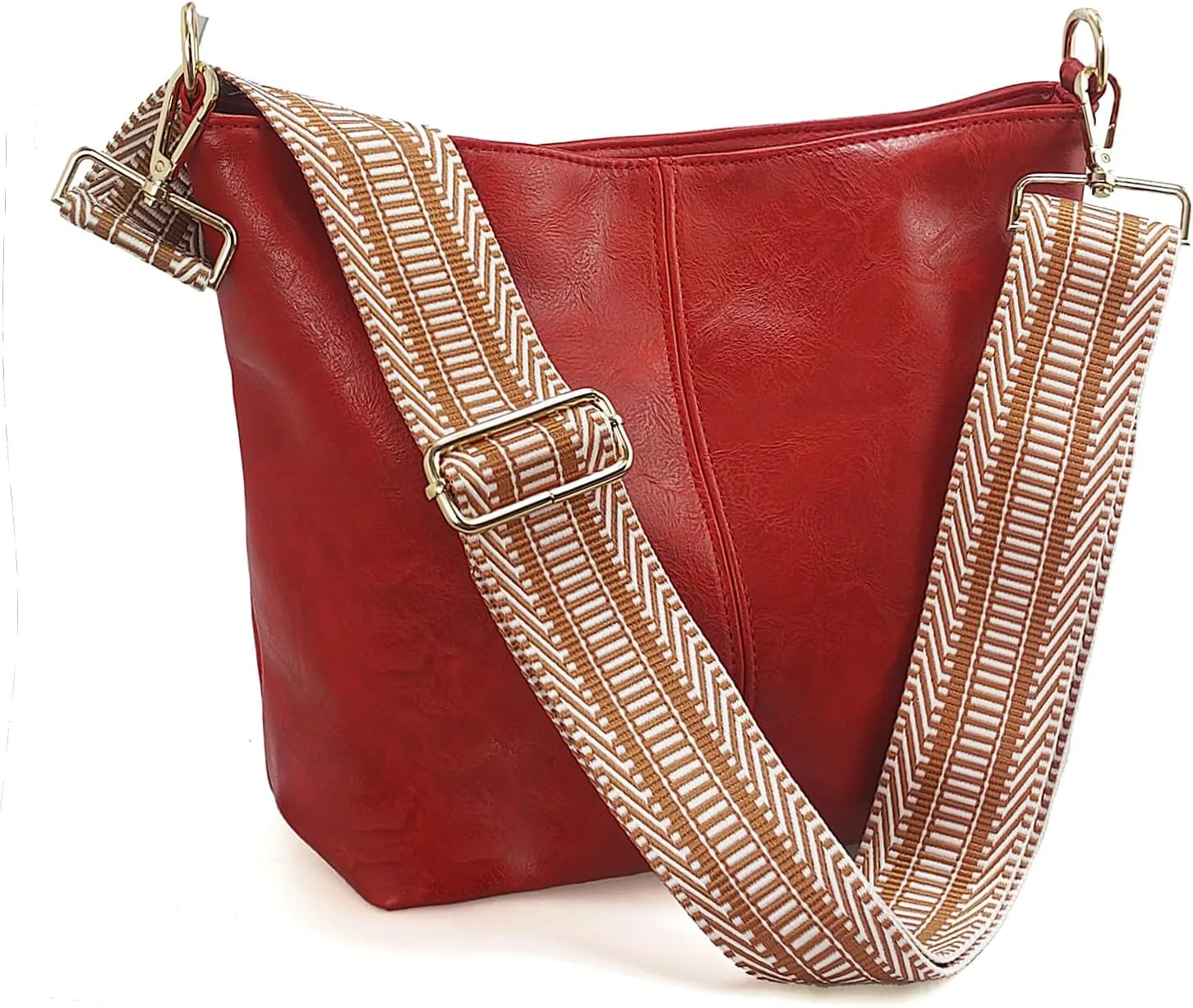 Hobo Bags Vegan Leather Crossbody Bag Guitar Strap Shoulder Purses with Zipper Handbags for Women