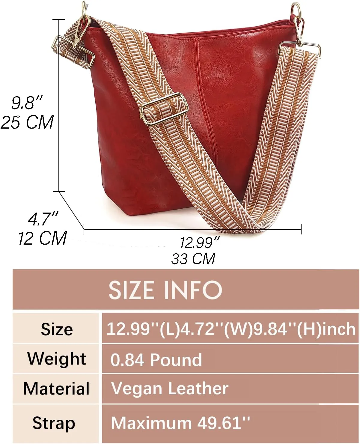 Hobo Bags Vegan Leather Crossbody Bag Guitar Strap Shoulder Purses with Zipper Handbags for Women