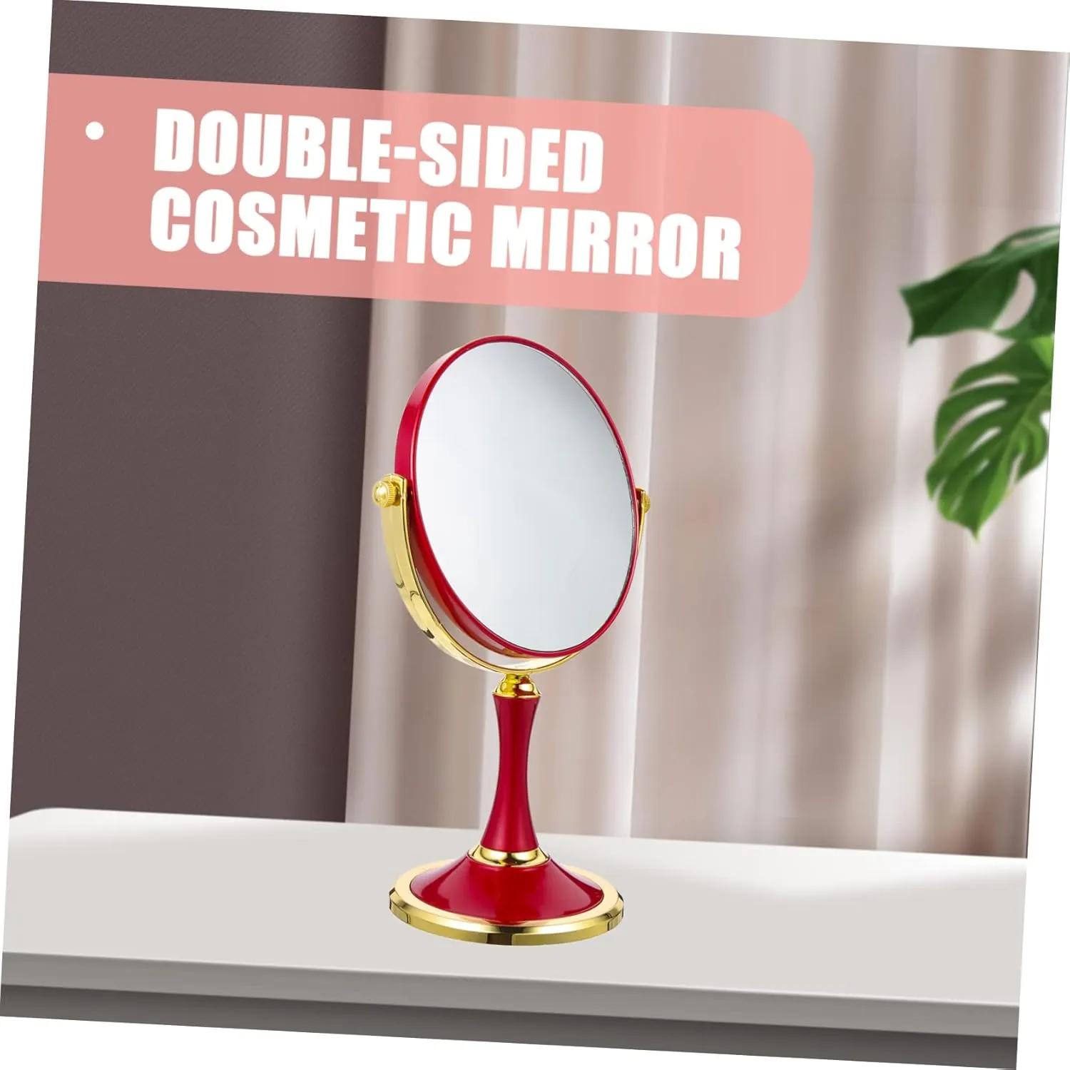 Homoyoyo Magnifying Makeup Mirror Desktop Mirror Makeup Mirror Magnifying Glass Miss Simple Stainless Steel Dressing Table Mirror Indoor Girl Cosmetics Double Sided Cosmetic Mirror
