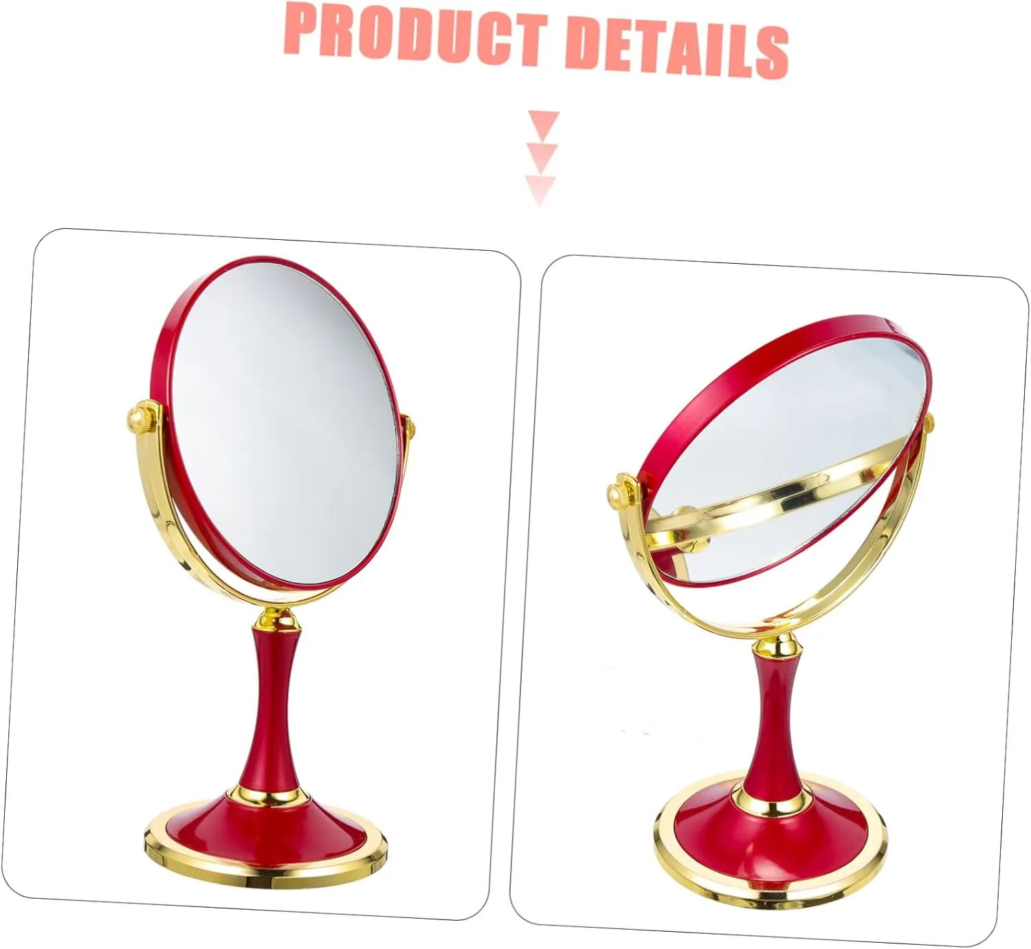Homoyoyo Magnifying Makeup Mirror Desktop Mirror Makeup Mirror Magnifying Glass Miss Simple Stainless Steel Dressing Table Mirror Indoor Girl Cosmetics Double Sided Cosmetic Mirror