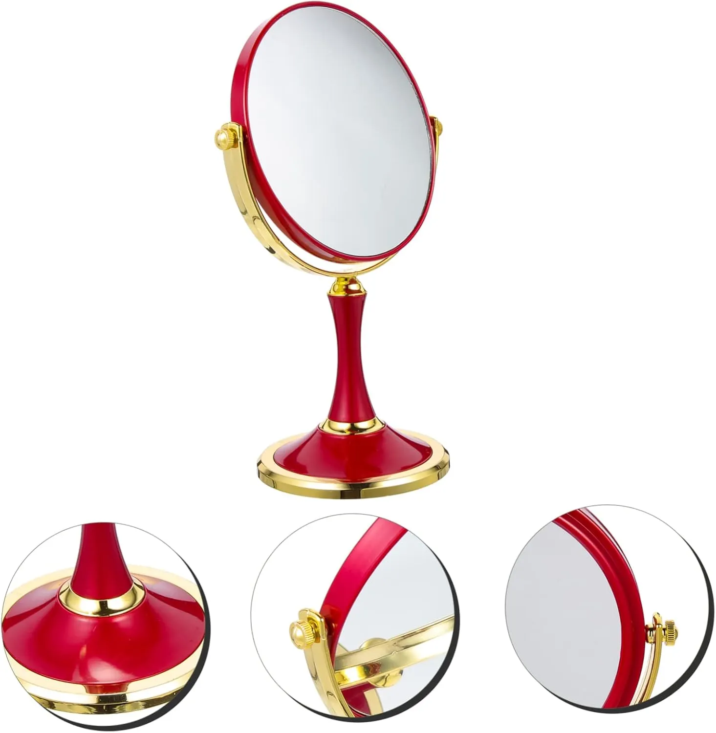 Homoyoyo Magnifying Makeup Mirror Desktop Mirror Makeup Mirror Magnifying Glass Miss Simple Stainless Steel Dressing Table Mirror Indoor Girl Cosmetics Double Sided Cosmetic Mirror