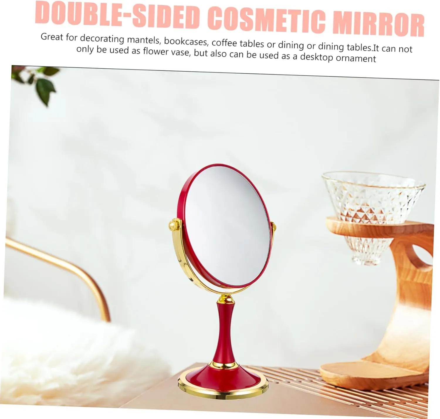 Homoyoyo Magnifying Makeup Mirror Desktop Mirror Makeup Mirror Magnifying Glass Miss Simple Stainless Steel Dressing Table Mirror Indoor Girl Cosmetics Double Sided Cosmetic Mirror