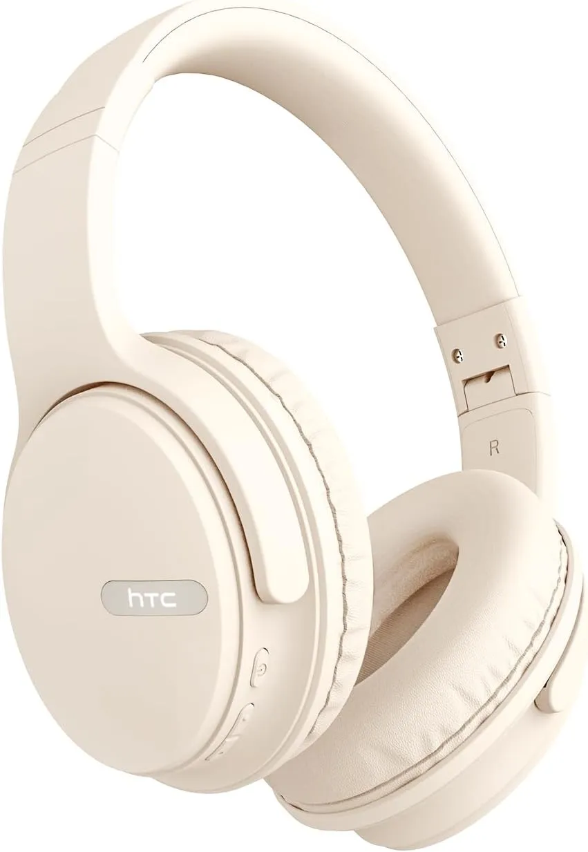 HTC Wireless Headphones Bluetooth, Over Ear Bluetooth Headphones with Built-in Mic - 40Hours Playtime, Foldable Stereo Wireless Headset for Travel, Office, Home
