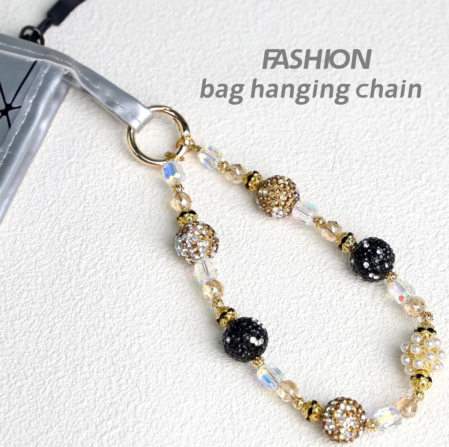 HuedBeads Phone Charm with Beads & Crystals - Detachable Phone Wrist Strap, Anti-loss cell phone lanyard, Handbag accessory for Women - iPhone&Smart Phone wrist strap