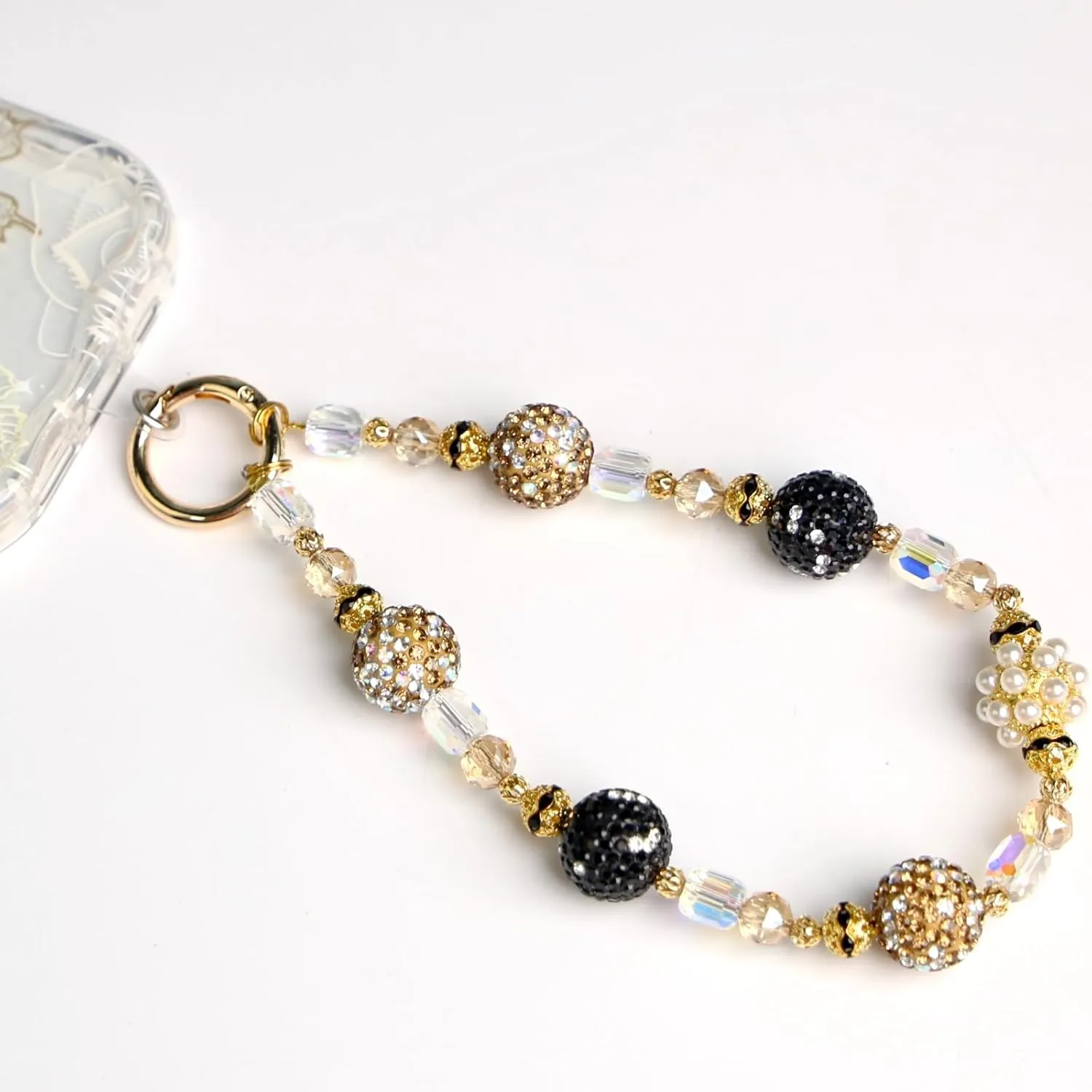 HuedBeads Phone Charm with Beads & Crystals - Detachable Phone Wrist Strap, Anti-loss cell phone lanyard, Handbag accessory for Women - iPhone&Smart Phone wrist strap