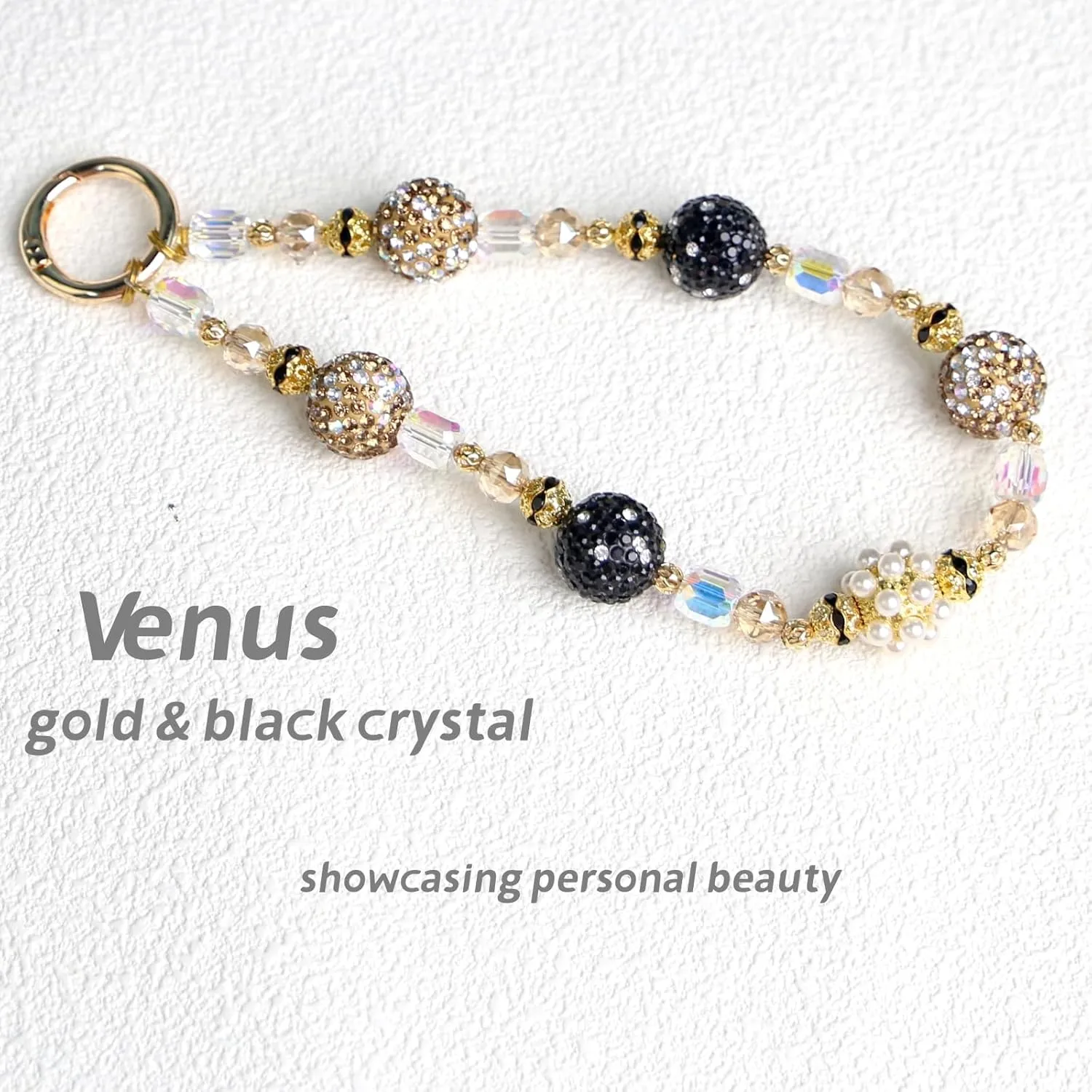 HuedBeads Phone Charm with Beads & Crystals - Detachable Phone Wrist Strap, Anti-loss cell phone lanyard, Handbag accessory for Women - iPhone&Smart Phone wrist strap
