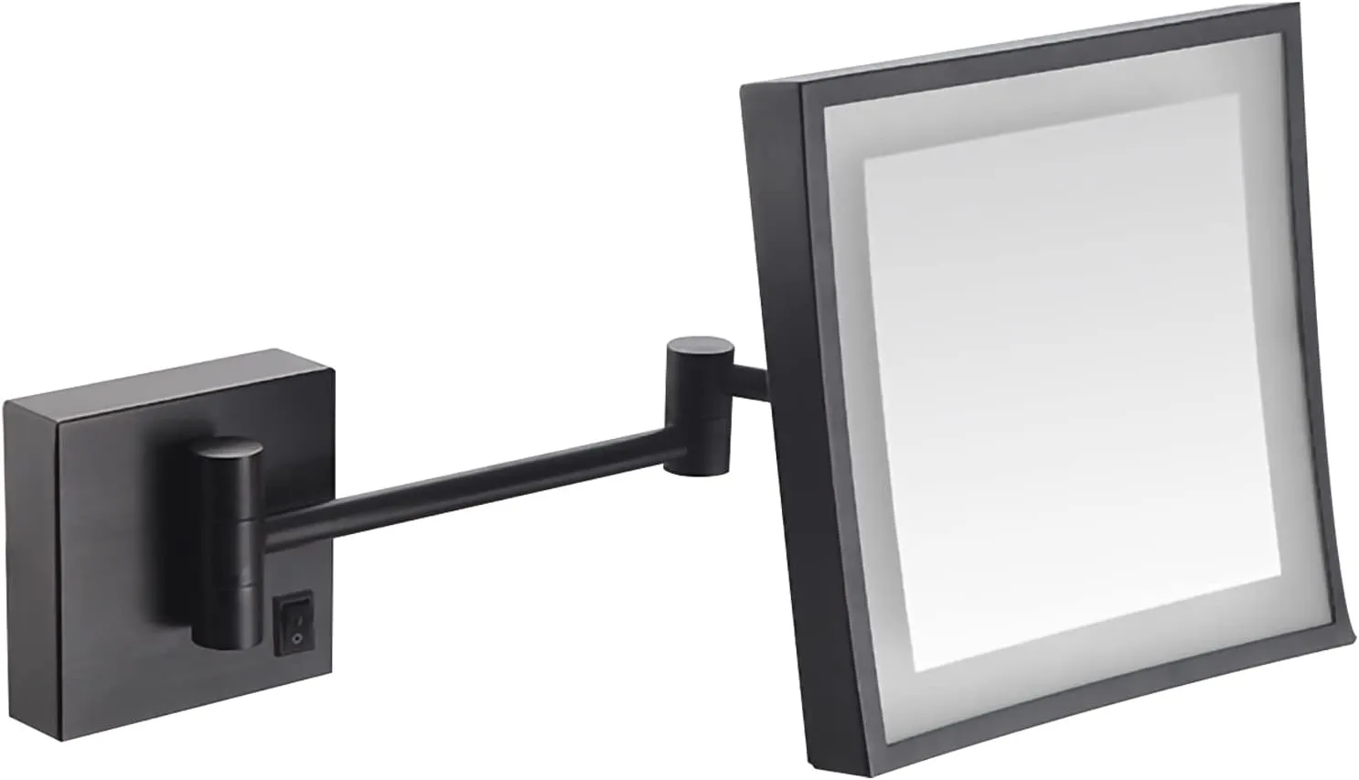 HUHJYUGE Square LED Makeup Mirror and 3X Magnification Wall Mounted, Wall-Mounted Vanity Mirrors with Lamp, Bathroom Shaving Mirror with Folding Arm (ORB Concealed)
