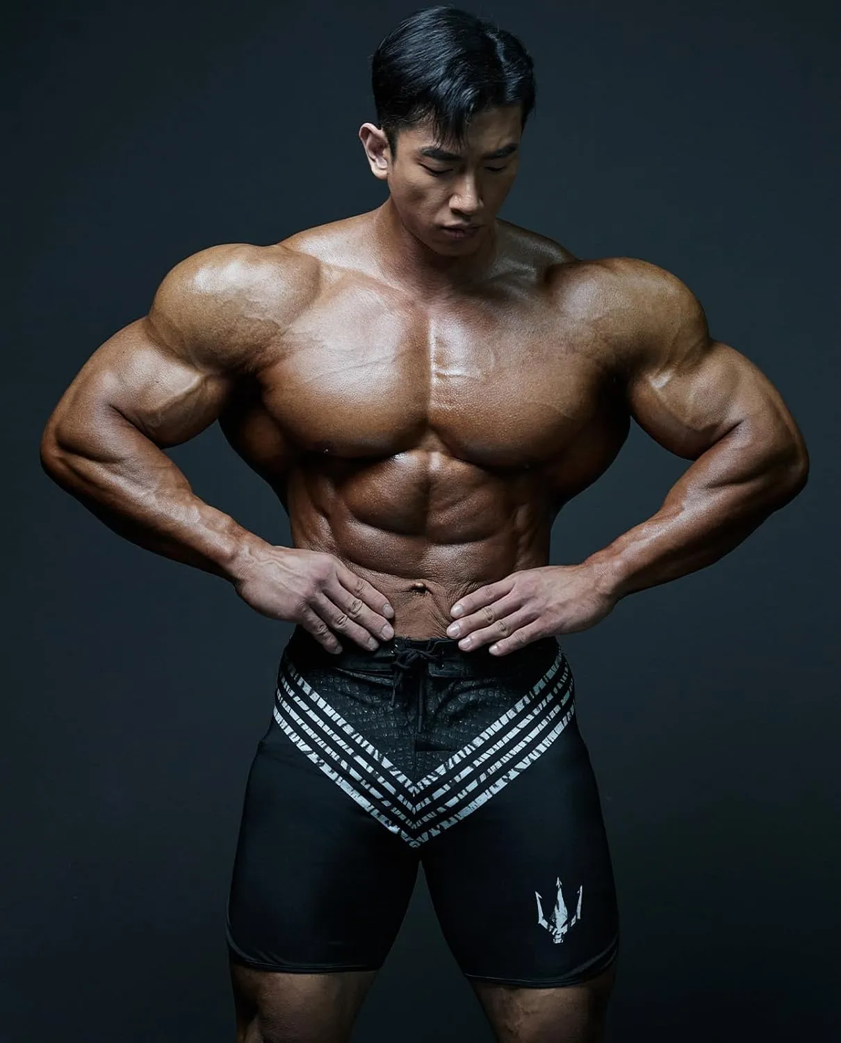 IFBB 15inch Mensphysique Board-Shorts Posing Trunks Competition (EDGE BLACK)