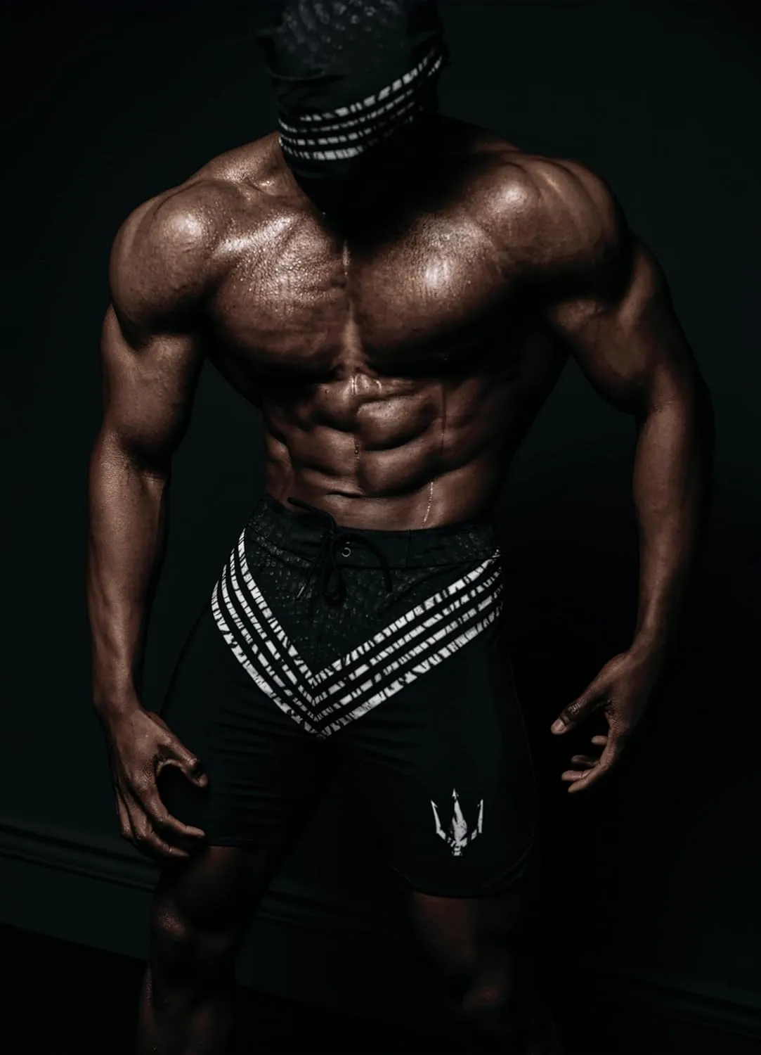 IFBB 15inch Mensphysique Board-Shorts Posing Trunks Competition (EDGE BLACK)