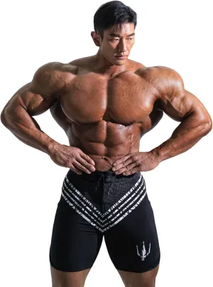 IFBB 15inch Mensphysique Board-Shorts Posing Trunks Competition (EDGE BLACK)