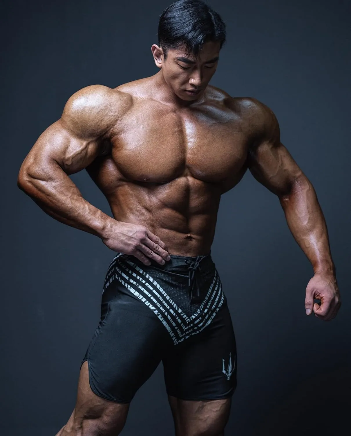 IFBB 15inch Mensphysique Board-Shorts Posing Trunks Competition (EDGE BLACK)