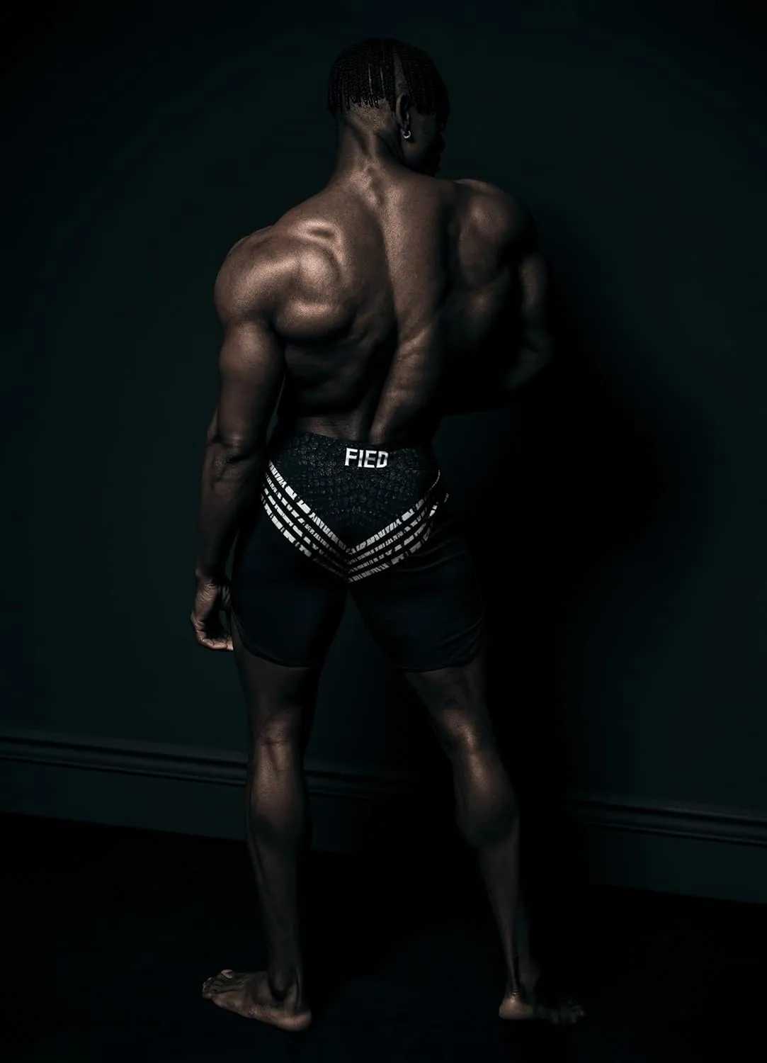 IFBB 15inch Mensphysique Board-Shorts Posing Trunks Competition (EDGE BLACK)