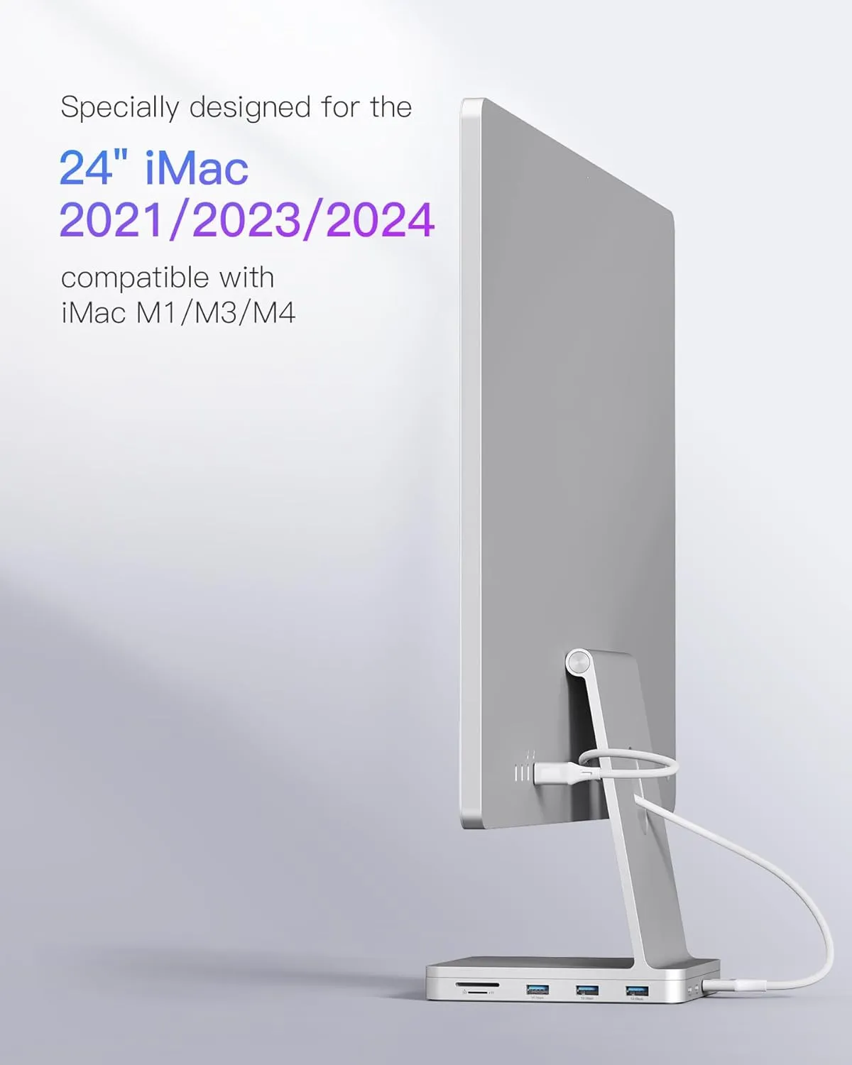 Inateck USB C Hub for iMac, Docking Station Compatible with iMac 24 Inch 2021/2023, USB 3.2 Gen 2, 8-in-1 Aluminium USB Hub with NVMe SSD Enclosure, USB C 10 Gbps and SD/TF Card Reader, DK2001