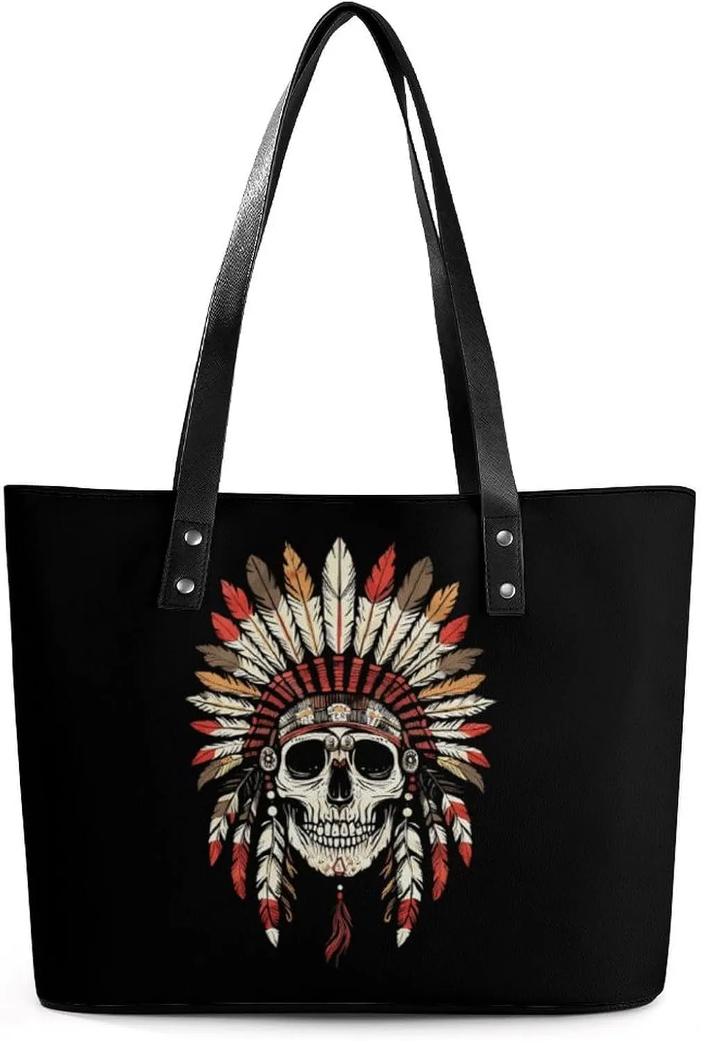 Indian Skeleton Chief Purse for Women Casual Tote Bags Purses Ladies Top Handle Shoulder Handbag for Work Travel