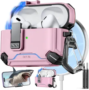 Inesore Compatible with AirPods Pro 2nd/1st Generation Case Cover with Phone Stand & Cleaning Kit,Compatible with Magsafe,Magnetic Automatic Lock for for iPod Pro Charging Case(USB-C/Lightning Cable)