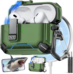 Inesore Compatible with AirPods Pro 2nd/1st Generation Case Cover with Phone Stand & Cleaning Kit,Compatible with Magsafe,Magnetic Automatic Lock for for iPod Pro Charging Case(USB-C/Lightning Cable)