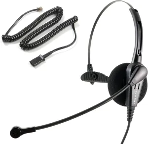 INNOTALK Classic Mono Office Phone Headset & QD Pigtail Adapter with Noise-Canceling Mic for Polycom, Mitel, and Many Models' Desk Phone