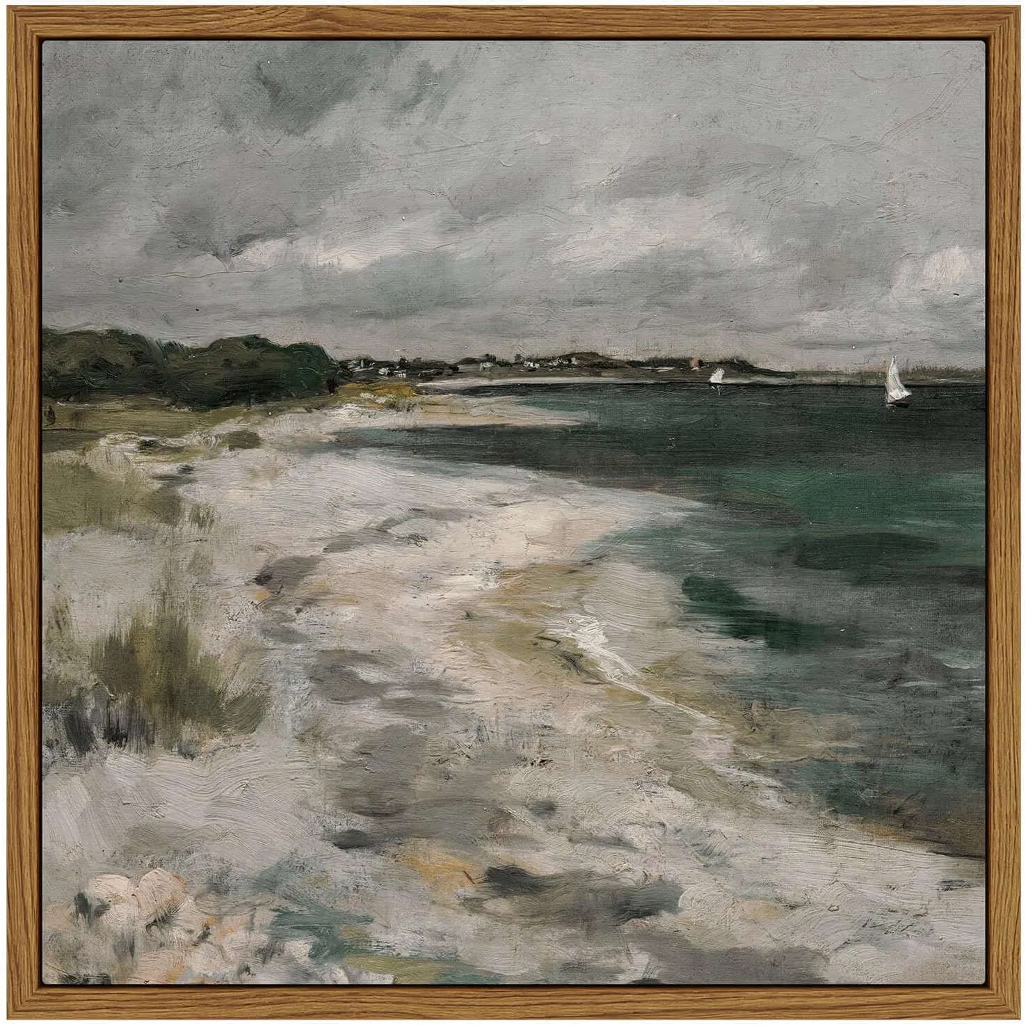 InSimSea Square Framed Canvas Wall Art, Scenery Room Decor Classical Clouds Coastal Seaside Oil Painting Home Wall Decor Artwork, Art Prints Decor for Living Room, Bedroom, Office 10"x10"