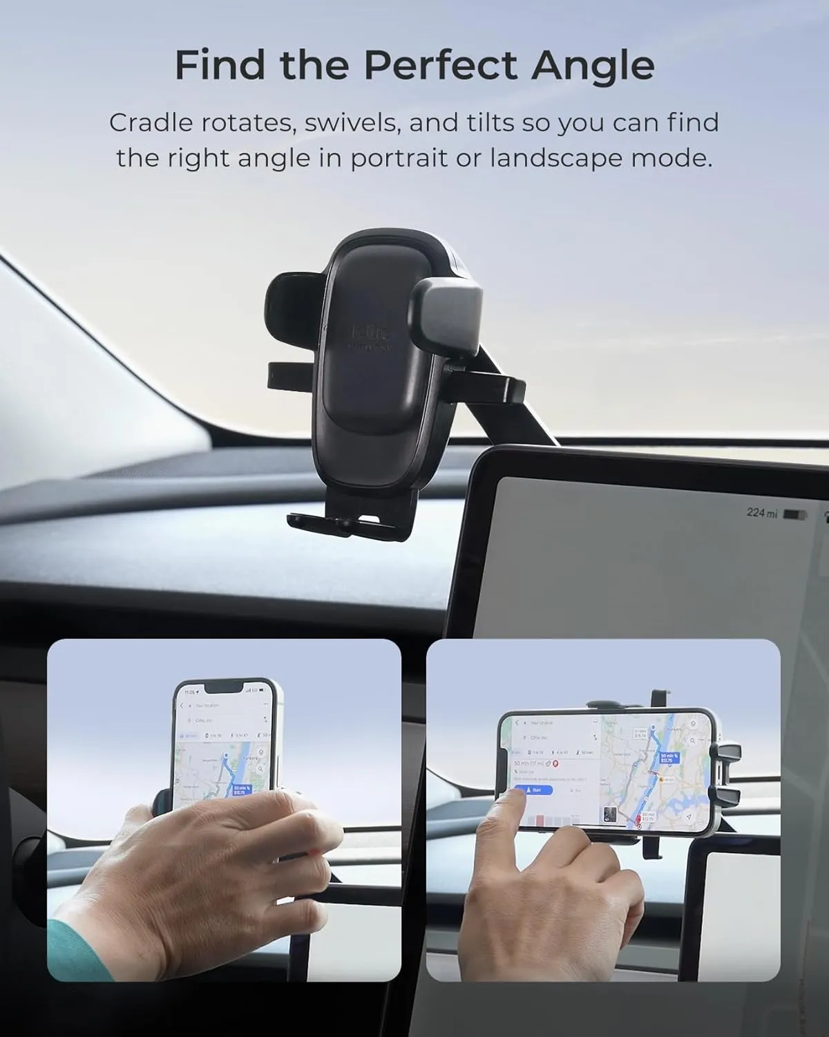 iOttie Easy One Touch Advanced Phone Mount for Tesla Model 3 and Model Y Screens - Universal Cell Phone Holder for iPhone, Google, Samsung, Moto, Huawei, Nokia, LG, and All Other Smartphones Black