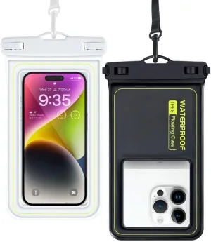 IP68 Waterproof Phone Pouch, Floating Waterproof Phone Case for iPhone 16 15 Pro Max Galaxy S24  S23 Pixel 8 Pro with Detachable Lanyard, Cellphone Dry Bags Beach Vacation Essentials -2 Pack
