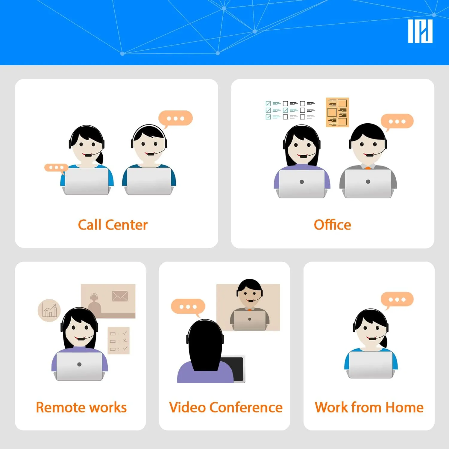 IPD IPH-160 Phone Headset with Noise Cancelling Microphone for Office and Call Center - Compatible with with All Yealink SIP,Snom, Greandsteam & LG landline Phones
