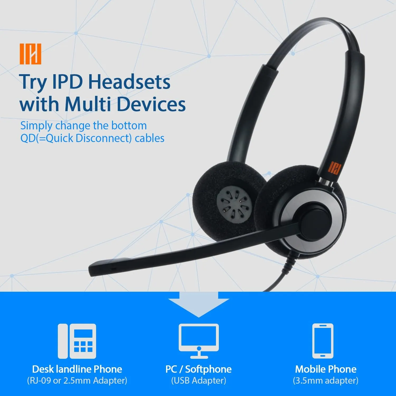 IPD IPH-165 Phone Headset with Noise Cancelling Microphone for Office and Call Center-Compatible with Avaya 1608 1616 9601 9608 9611 9611G 9620 9621 9630 9631 9640 9641 9650 9670 J139 J159 J169 J179