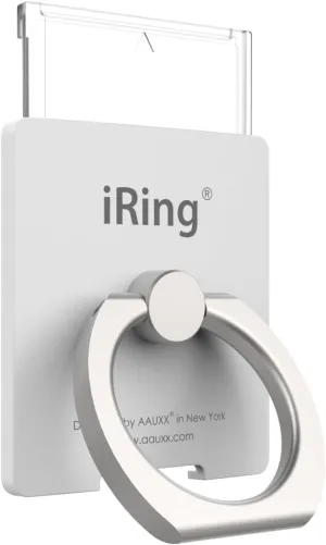 iRing Link, Made in Korea, Wireless Charging Friendly Phone Holder - Cell Phone Ring Grip Finger Holder and Stand Compatible with iPhone, Galaxy, and Other Smartphones(Pearl White)