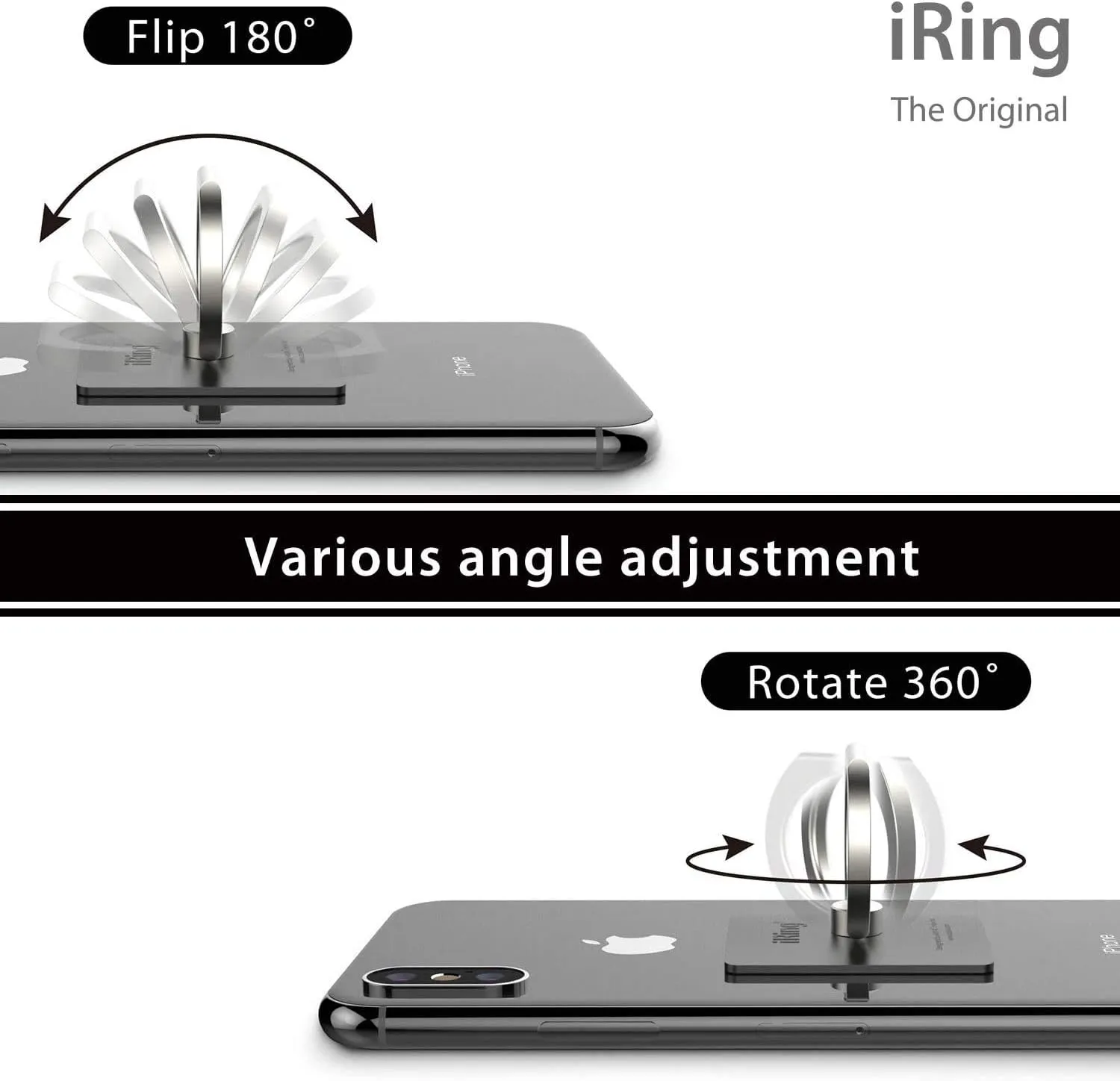 iRing Link, Made in Korea, Wireless Charging Friendly Phone Holder - Cell Phone Ring Grip Finger Holder and Stand Compatible with iPhone, Galaxy, and Other Smartphones(Pearl White)