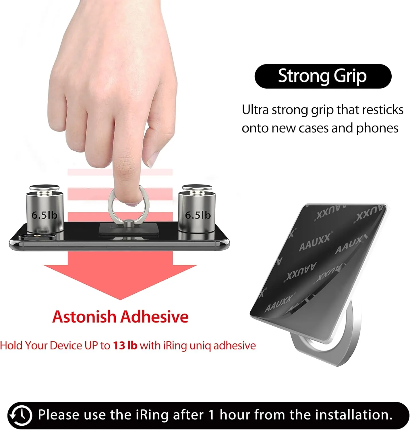 iRing Original, Made in Korea, Phone Ring Holder, Cell Phone Grip Stand, Compatible with iPhone, Galaxy, and Other Smartphones.(Matt Black)