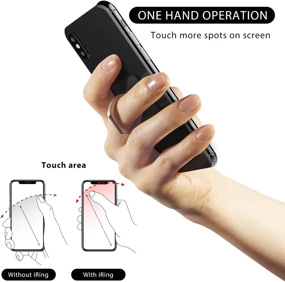 iRing Original, Made in Korea, Phone Ring Holder, Cell Phone Grip Stand, Compatible with iPhone, Galaxy, and Other Smartphones.(Matt Black)