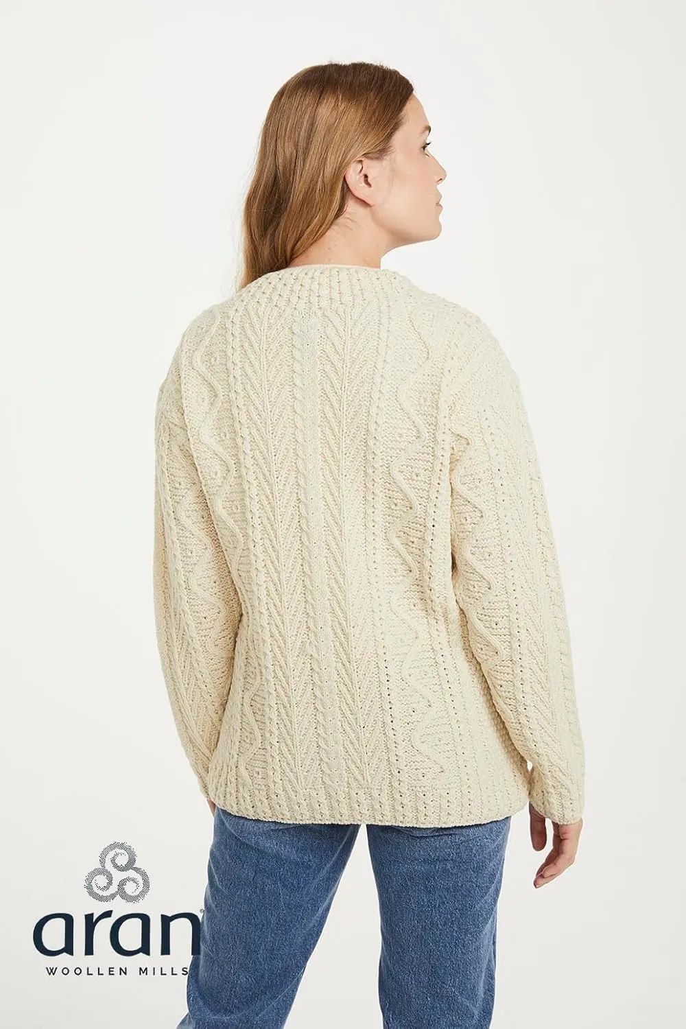 Irish 100% Merino Wool Keyhole Sweater for Women