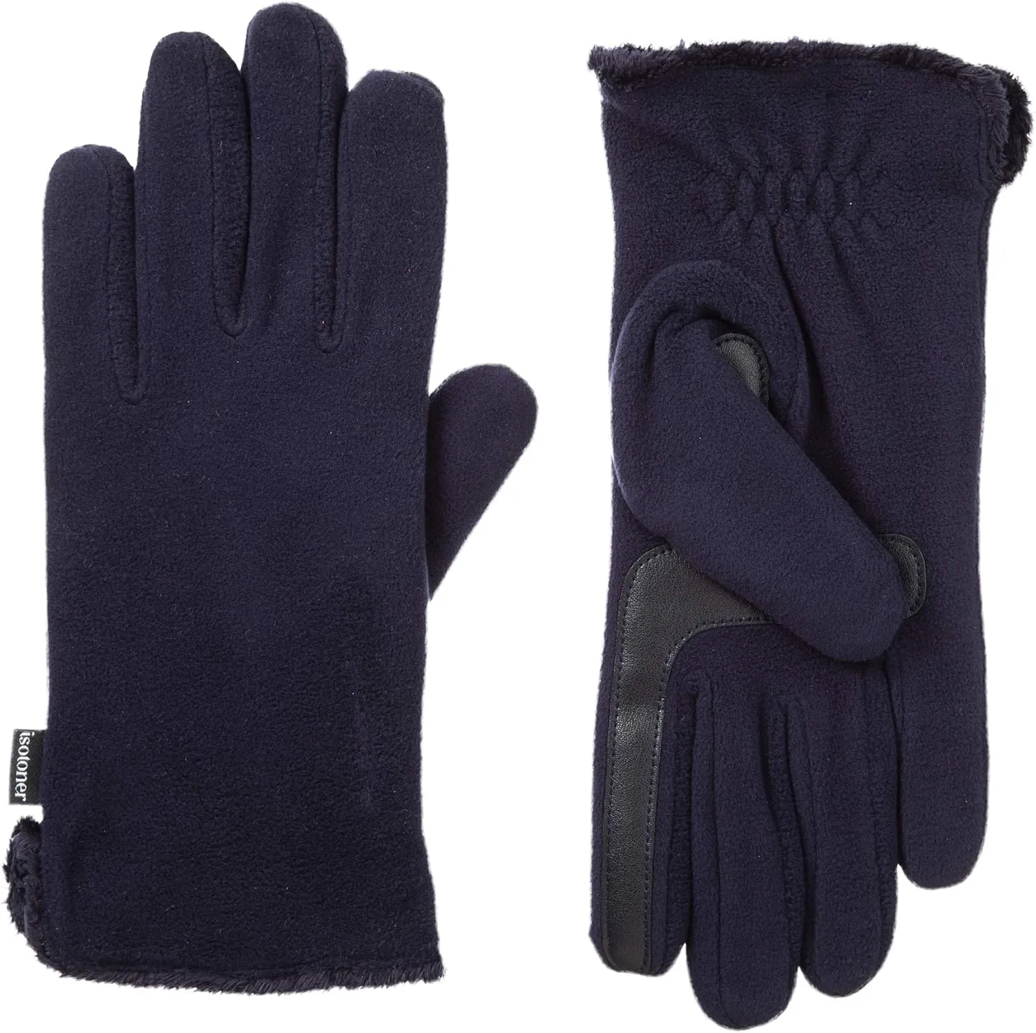 isotoner womens Stretch Fleece Gloves With Microluxe Lining and Smart Touch Technology