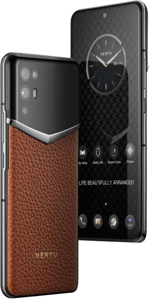 iVERTU Calfskin 5G Phone, Unlocked Smartphone, Secure Encrypted, 64MP Camera, 12 512G, 120Hz FHD (1080 * 2400) OLED Display, Dual SIM, Fast Charge (Caramel Brown)
