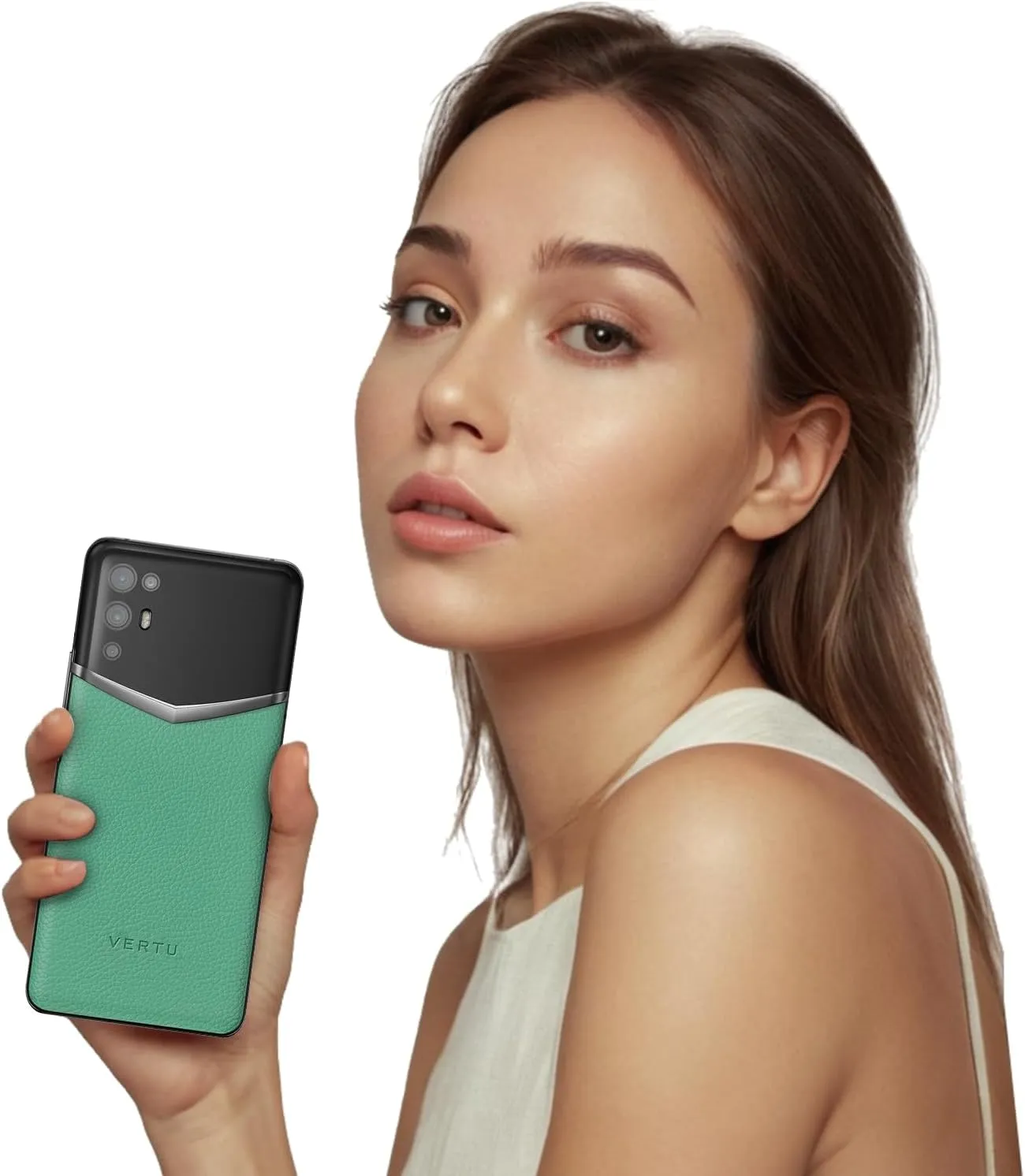 iVERTU Calfskin 5G Phone, Unlocked Smartphone, Secure Encrypted, 64MP Camera, 12 512G, 120Hz FHD (1080 * 2400) OLED Display, Dual SIM, Fast Charge (Imperial Green)
