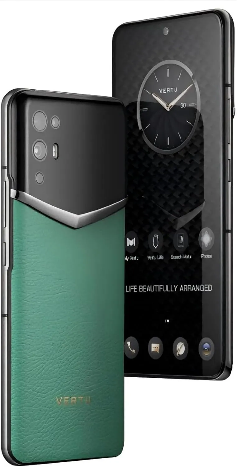 iVERTU Calfskin 5G Phone, Unlocked Smartphone, Secure Encrypted, 64MP Camera, 12 512G, 120Hz FHD (1080 * 2400) OLED Display, Dual SIM, Fast Charge (Imperial Green)